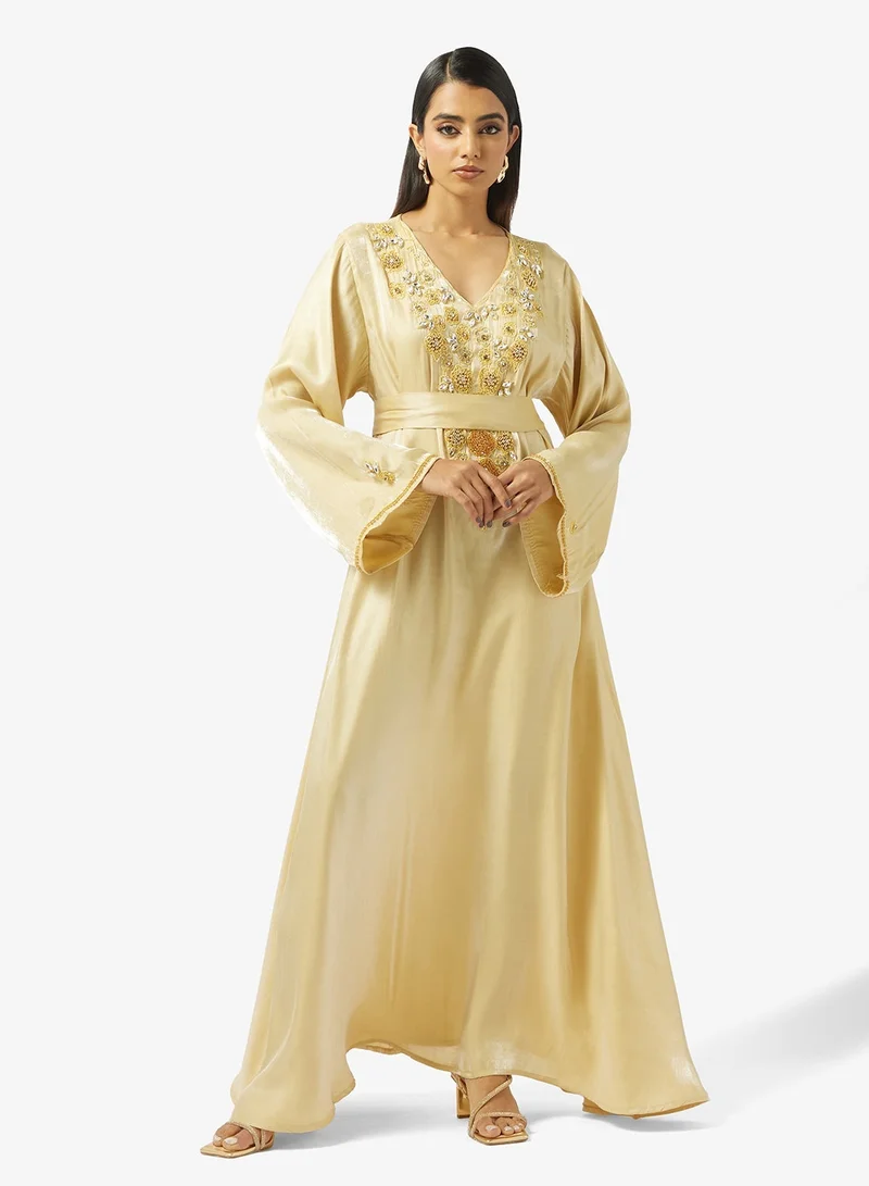 hayas closet  Embellished Belted Jalabiya for Women | Best Price UAE